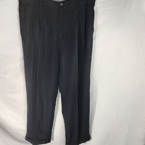 Merona Black Cuffed Straight Leg Pleated Front Dress Pants Size 36 x 30